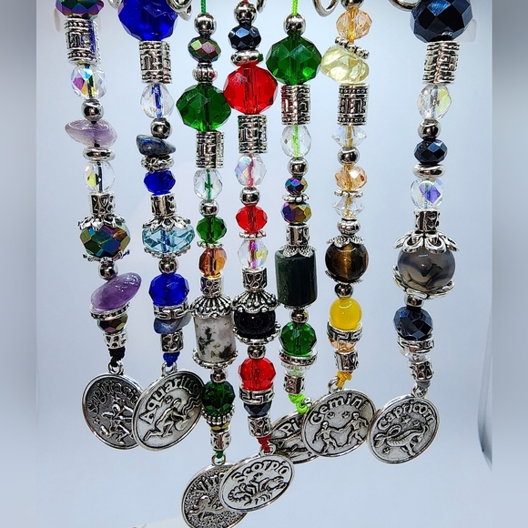 Zodiac Gemstone Keychain / Phone Jewelry,  made to order - Picture 2 of 5